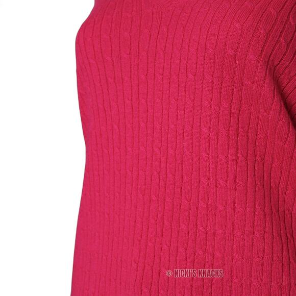 J Crew Cashmere Blend Cable Knit Sweater Pink V Neck Wool Soft Preppy Size M - Picture 4 of 9